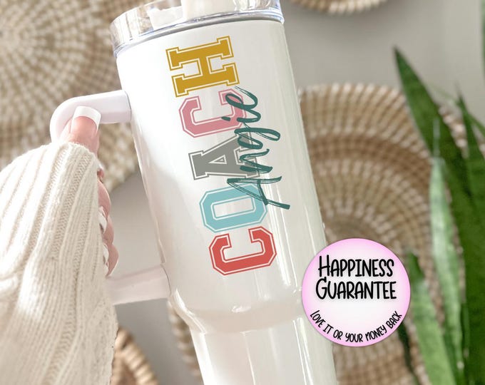 Personalized Coach Tumbler: Custom Name, Stainless Steel, 40oz