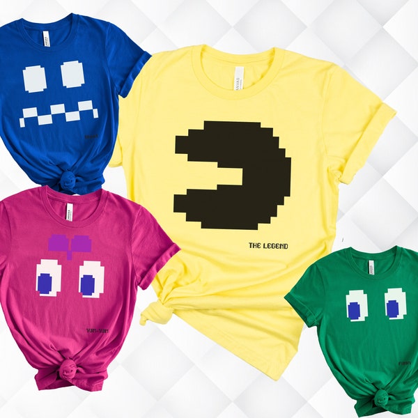 T-shirt PacMan, Idées de costumes de groupe, Chemise de groupe PacMan, Halloween de jeu rétro, Chemise d'Halloween pour enseignant, Chemise d'Halloween pour collègue