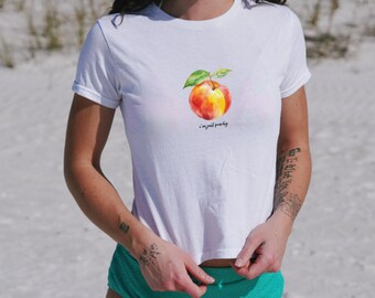Top corto color melocotón: camiseta retro para bebé Y2K