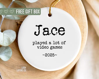 Gamer Christmas Ornament for Teenager, Christmas Gift for Gamer Boyfriend, Played a lot of Video Games, Gaming Gifts for Him, Personalized