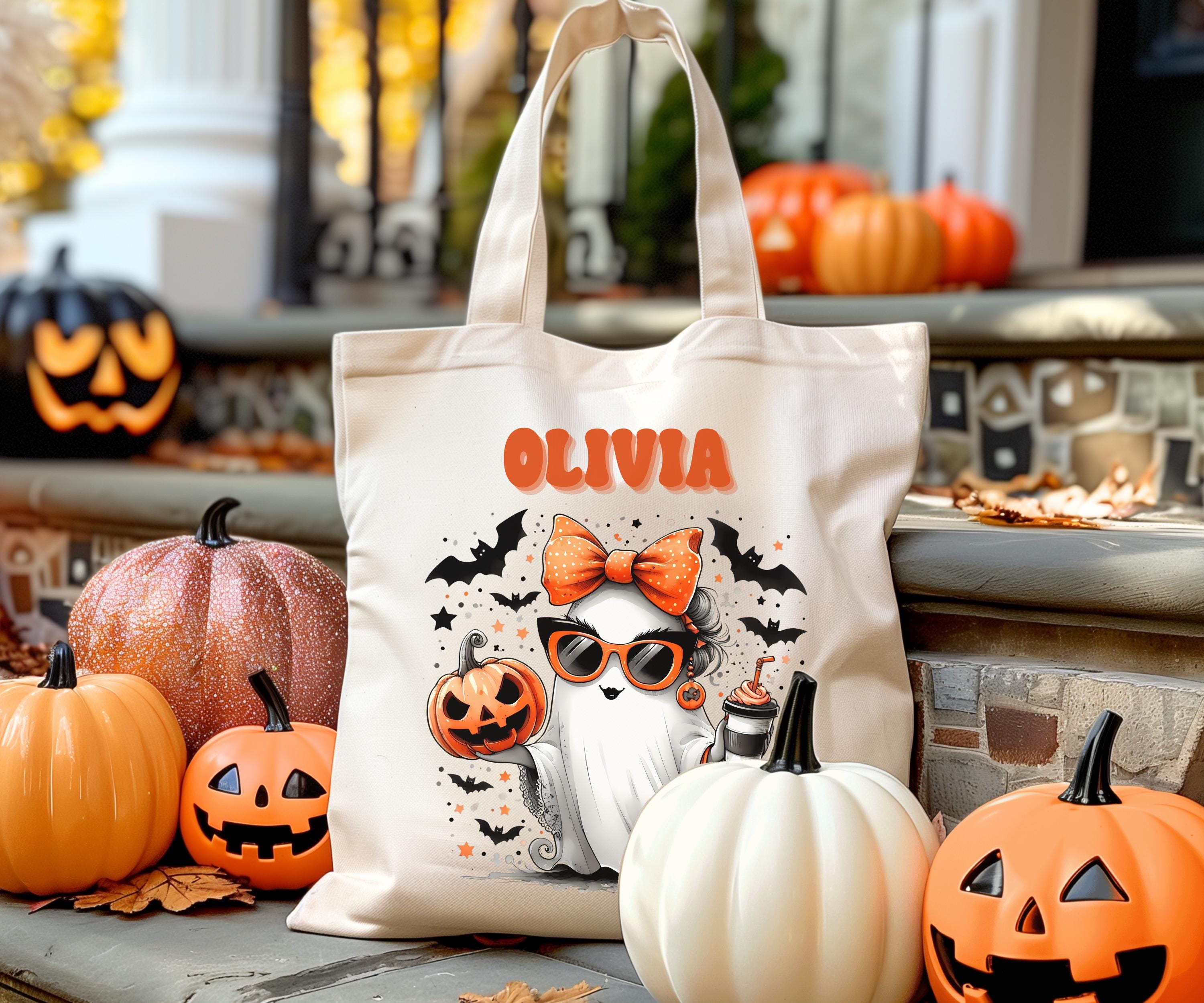 Personalized Trick or Treat Tote Bag, Halloween Bag for Trick or ...