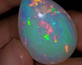 Dazzling Top Grade Quality 100% Natural White Ethiopian Opal Pear Shape Cabochon Loose Gemstone For Making Jewelry 28X20X8 mm 18.5 Ct. T-28