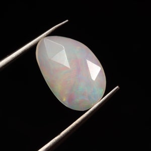 Natural Ethiopian Opal Rose Cut Slice | Fire Opal slice | Loose Opal Gemstone | Flat Back Opal Faceted Cut | 0.85 carats | - 11X8X2MM