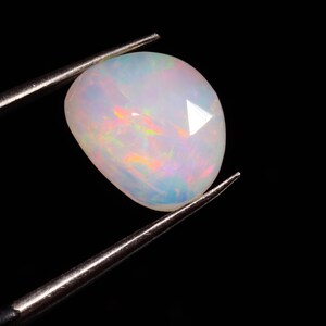Natural Ethiopian Opal Rose Cut Slice | Fire Opal slice | Loose Opal Gemstone | Flat Back Opal Faceted Cut -1.10 Ct 10X8X3 MM ST-763