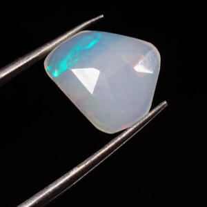 Natural Ethiopian Opal Rose Cut Slice | Fire Opal slice | Loose Opal Gemstone | Flat Back Opal Faceted Cut -1.30 Ct 12X10X3 MM ST-751