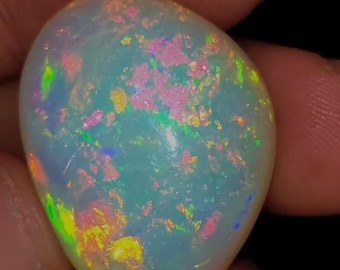 26 Crt AAA+ One Quality 100% Natural Ethiopian Opal Dot Fire Wello Fire Opal Single Piece Multi Fire Opal White Opal Cabochon Opal Jewelry