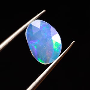 0.45 Carat Natural Ethiopian Opal Rose Cut Slice 9X7X2 MM Opal Gemstone Faceted Cut Slice, Rainbow Multi Fire Opal Slice, Flat Back Opal