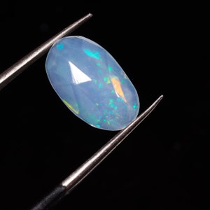 Natural Ethiopian Opal Rose Cut Slice | Fire Opal slice | Loose Opal Gemstone | Flat Back Opal Faceted Cut -1.10 Ct 12X7X3 MM ST-728