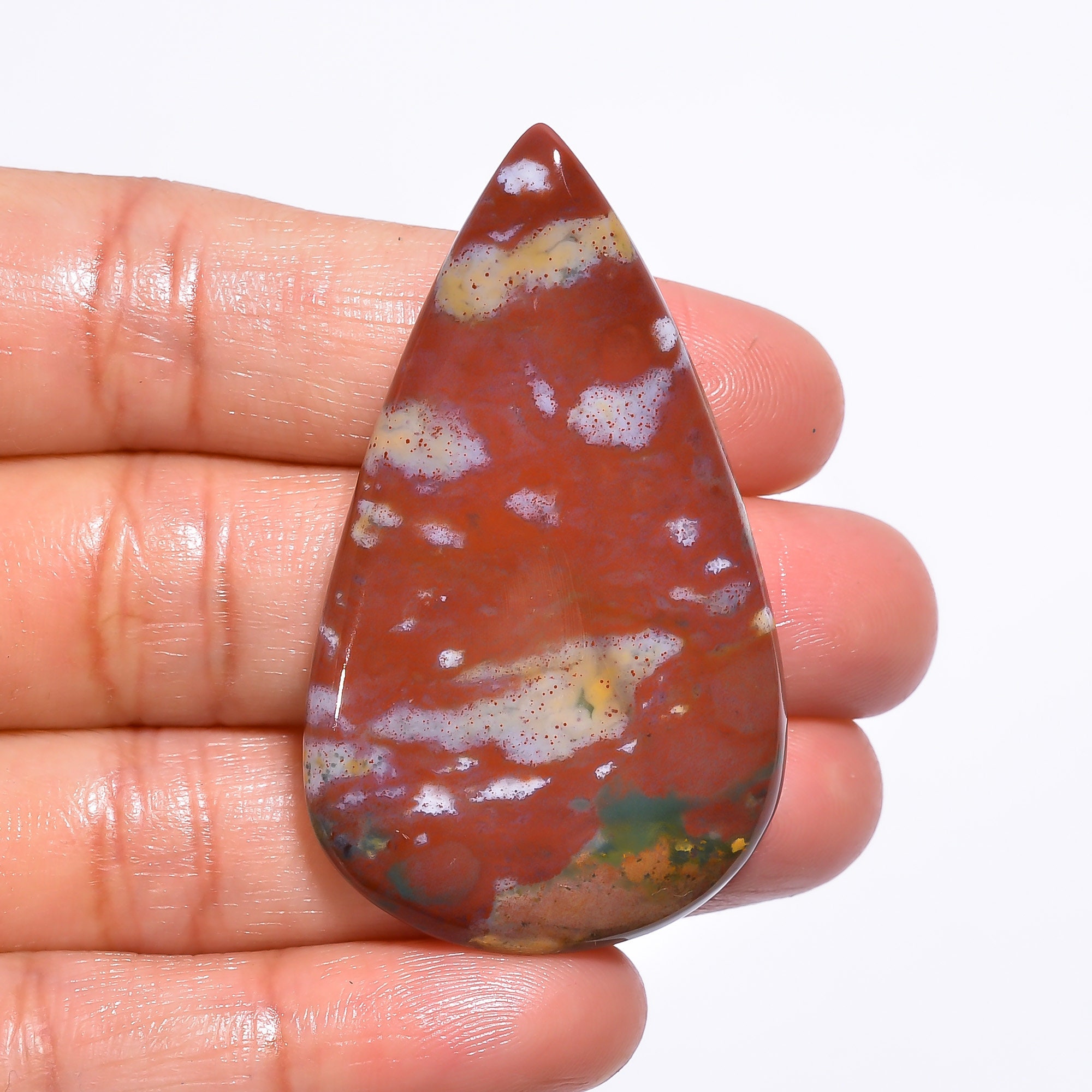 Classic Top Grade Quality 100% Natural Bloodstone Pear Shape Cabochon Loose Gemstone For Making Jewelry 36x38mm 53.00 Ct.