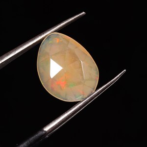 Natural Ethiopian Opal Rose Cut Slice | Fire Opal slice | Loose Opal Gemstone | Flat Back Opal Faceted Cut -0.80 Ct 11X8X2 MM ST-739
