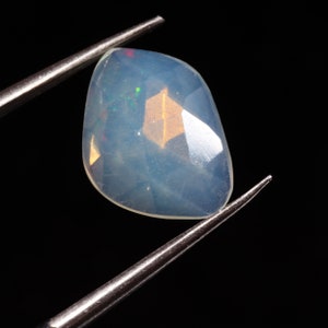 Natural Ethiopian Opal Rose Cut Slice | Fire Opal slice | Loose Opal Gemstone | Flat Back Opal Faceted Cut -1 Ct 10X8X3 MM ST-744