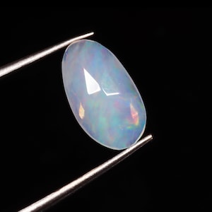 Natural Ethiopian Opal Rose Cut Slice | Fire Opal slice | Loose Opal Gemstone | Flat Back Opal Faceted Cut -0.70 Ct 11X6X3 MM ST-732
