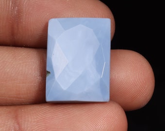 Elegant Top Quality Natural Blue Opal Rectangle Shape Faceted Briolette Cut Loose Gemstone For Making Jewelry 14.40 Ct 21X15X5 MM ST-997