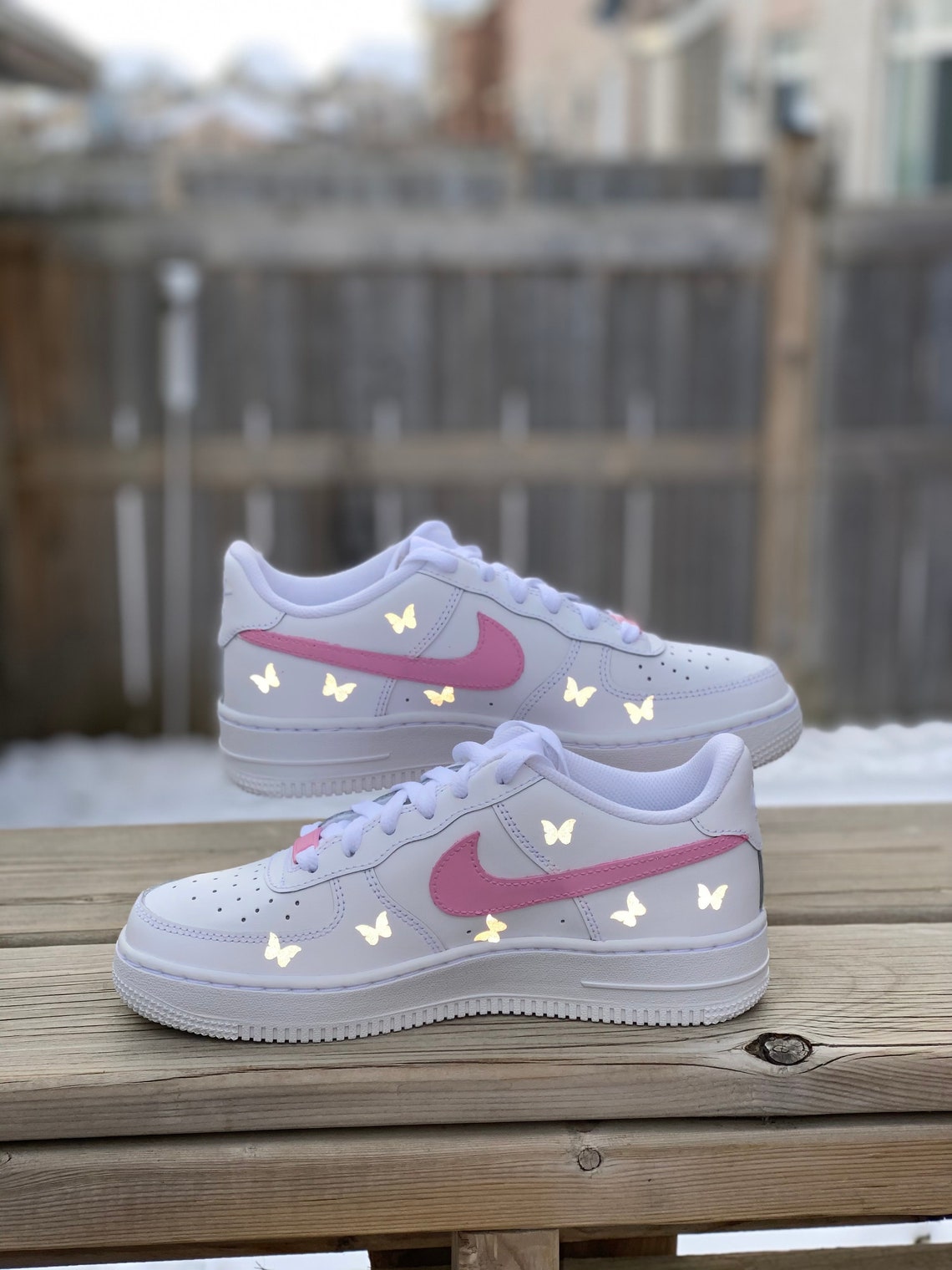 Nike AF1 Air Force 1 Custom Pink Butterfly Reflective All | Etsy