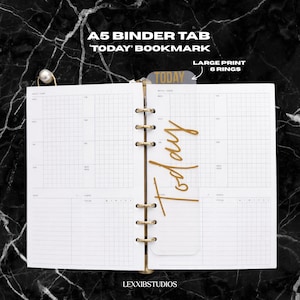 Separador de páginas para agenda y marcapáginas con anillas - Separador para hoy/notas / Tamaños A5 y A7