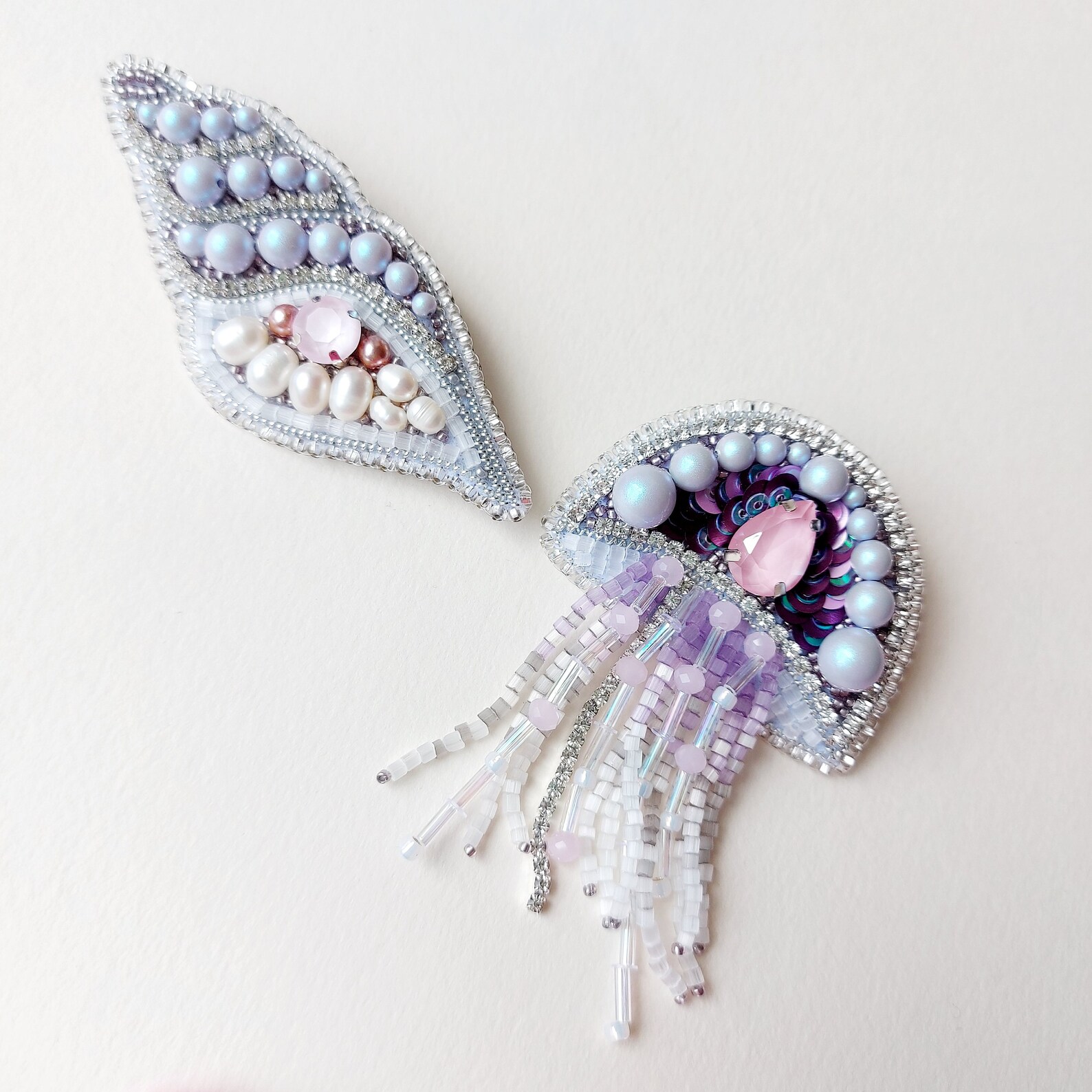 Seashell jewelry brooch shell beaded handmade brooch with | Etsy