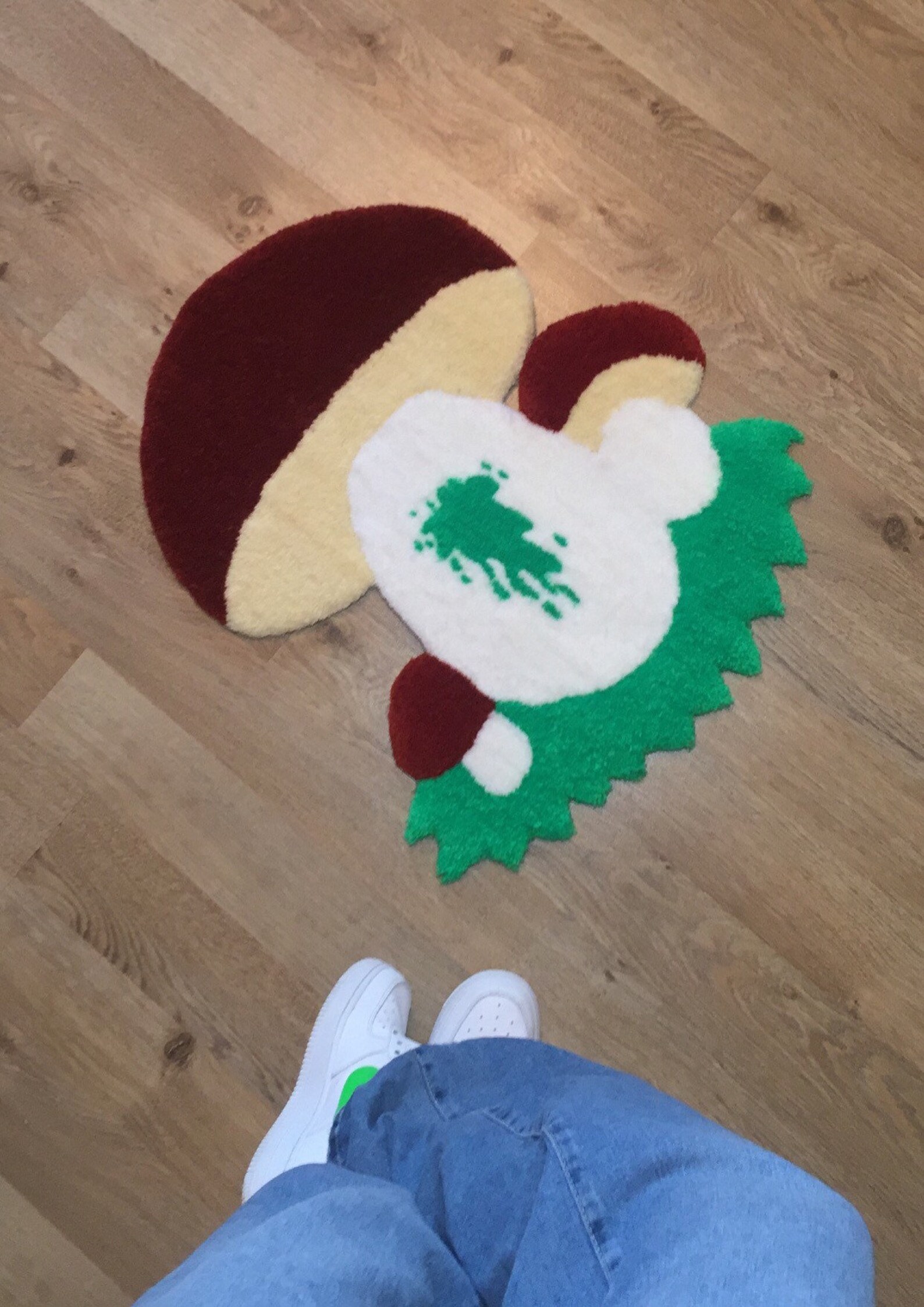 Handmade Tufted Mushrooms Rug Etsy