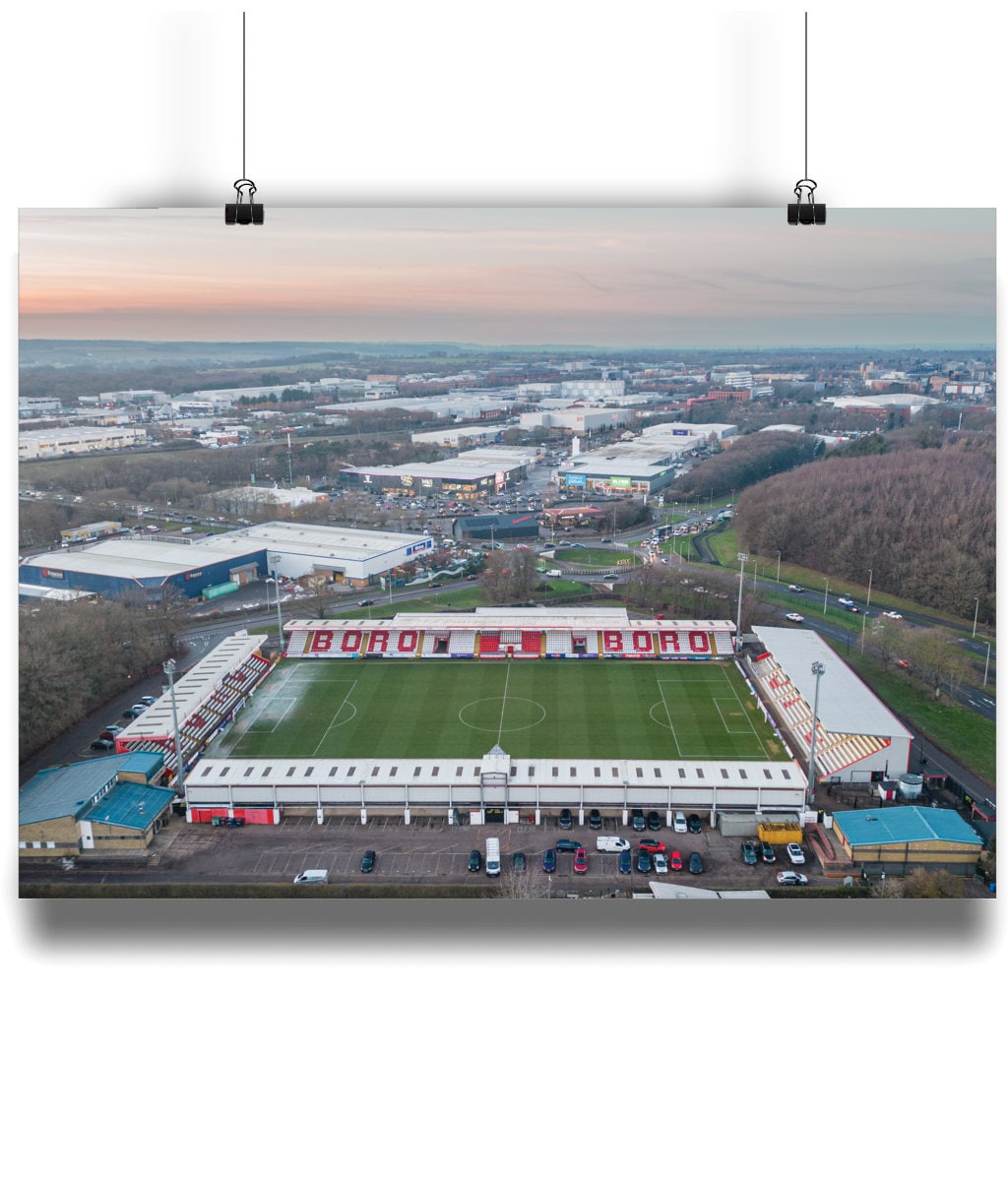 Stevenage Borough Football Club Wall Art Print captured on one of our drones