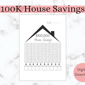 100.000 Poupanças Domésticas, Poupanças Domésticas, Rastreador de Poupanças Domésticas, 100k Rastreador de Novas Casas, Rastreador de Metas de Poupanças Domésticas, instantâneo, PDF, A4, A5, Carta