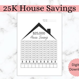25,000 House Savings, House Savings, House Savings Tracker, 25k New House Tracker, Home Savings Goal Tracker, instant, PDF, A4, A5, Letter