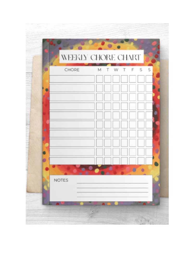 Printable Weekly Chore Chart: Rainbow Aboriginal Art, Family Cleaning ...