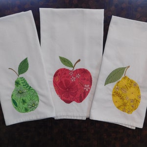 Designer Kitchen Towels with Embroidered Fruit