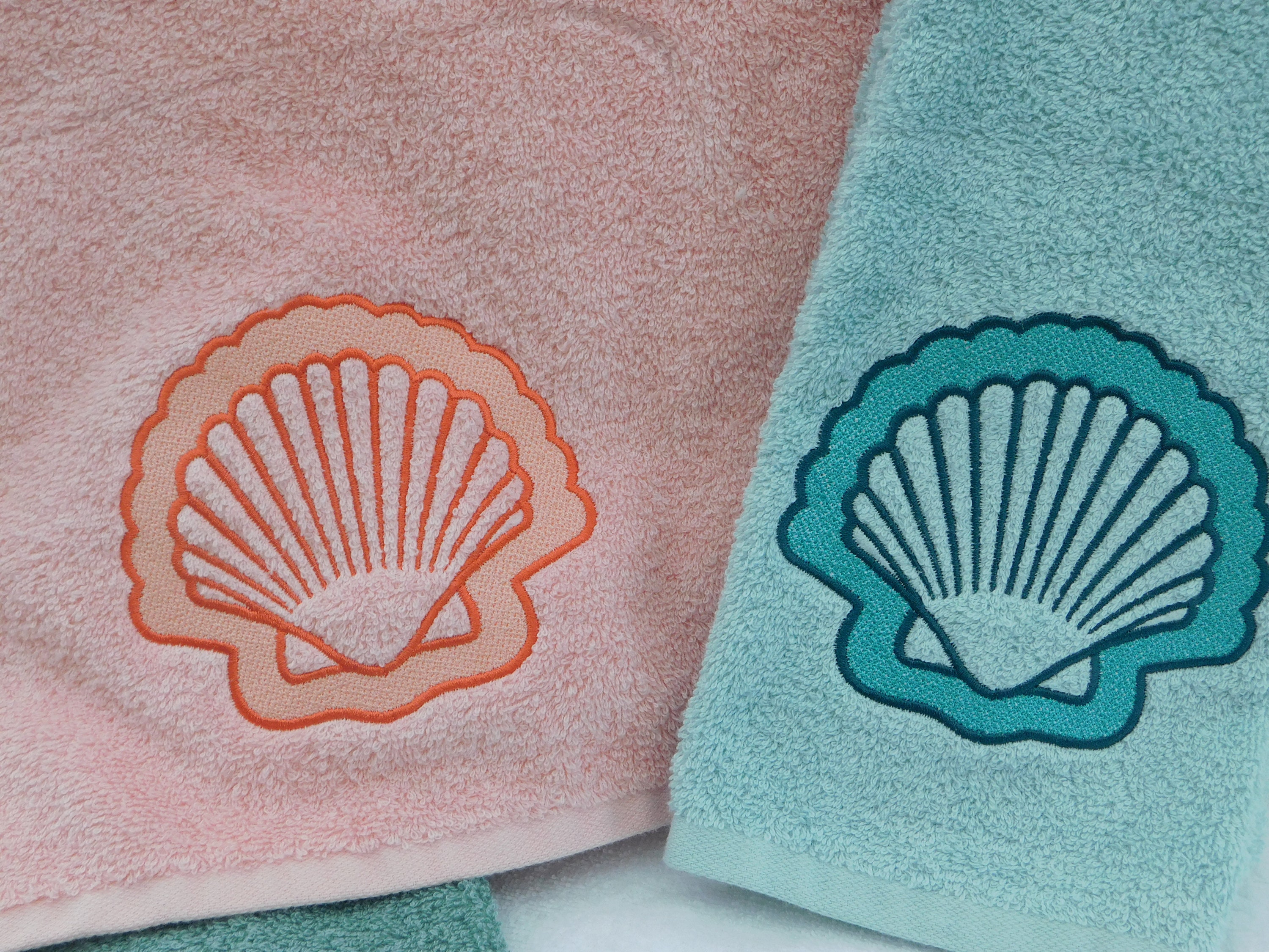 Embroidered Shell on Hand Towel Etsy