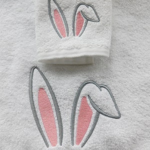 Easter Bunny Ears embroidered onto Bathroom Hand Towels and Wash Cloths zdjęcie 7