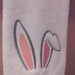 Easter Bunny Ears embroidered onto Bathroom Hand Towels and Wash Cloths zdjęcie 3