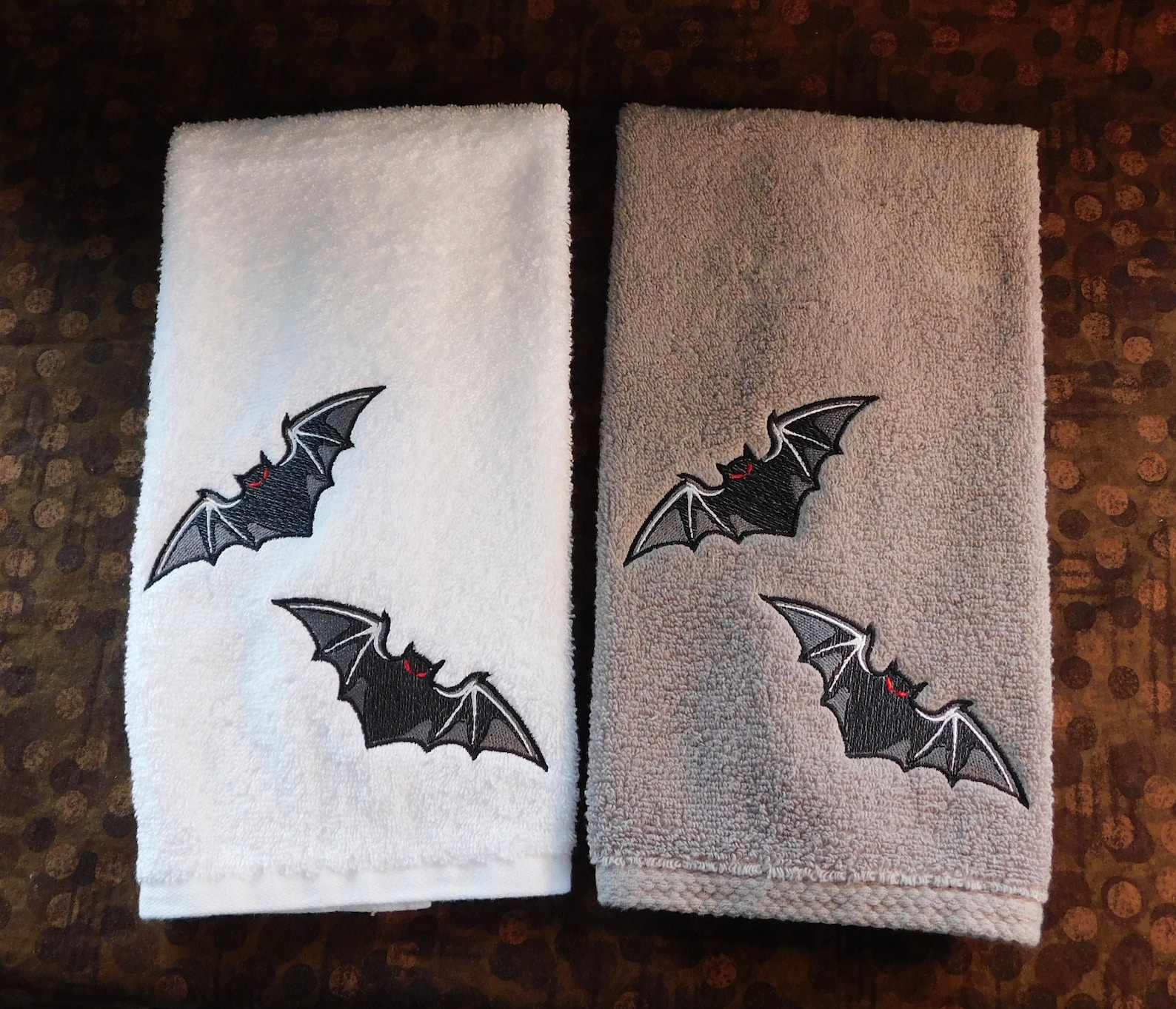 Embroidered Bats Bathroom/Kitchen Hand Towel