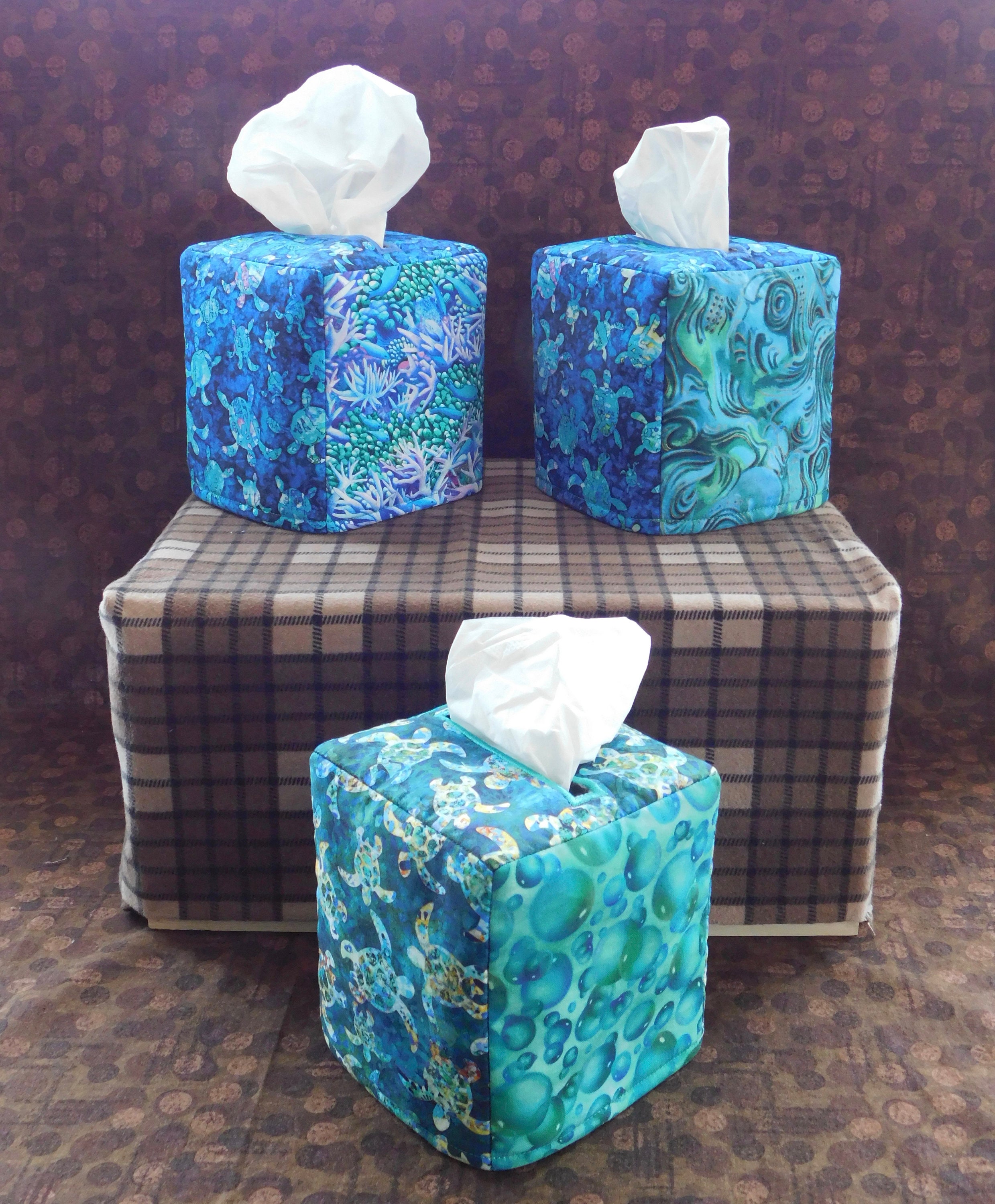 Nora Metal Sprinkle Finish Tissue Box Cover in Turq Colour