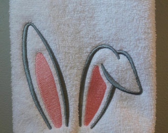 Easter Bunny Ears embroidered onto Bathroom Hand Towels and Wash Cloths