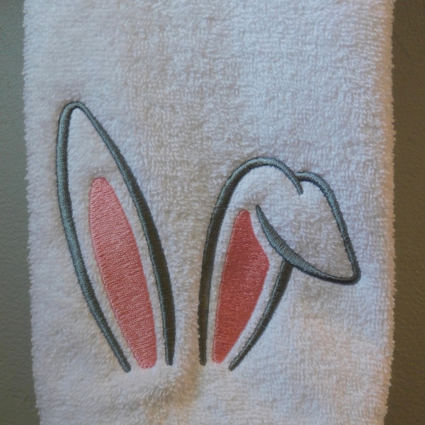 Easter Bunny Ears embroidered onto Bathroom Hand Towels and Wash Cloths