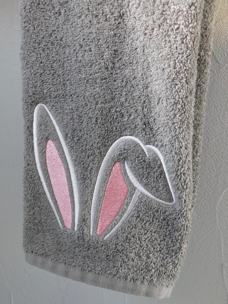 Easter Bunny Ears embroidered onto Bathroom Hand Towels and Wash Cloths zdjęcie 5