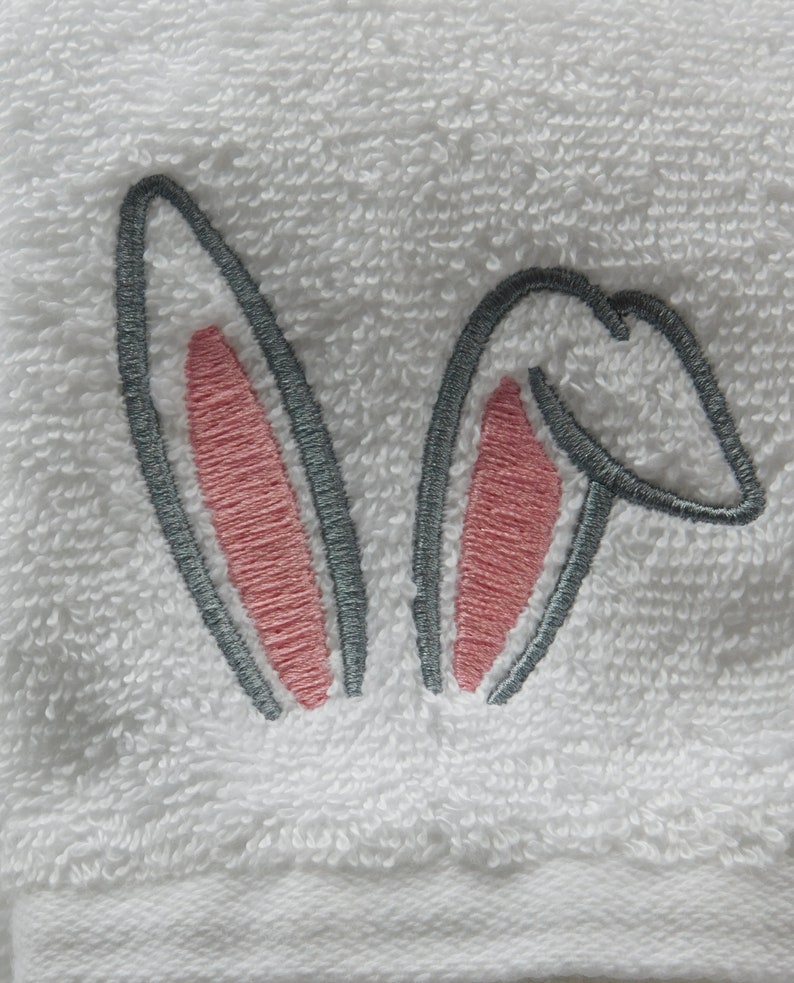 Easter Bunny Ears embroidered onto Bathroom Hand Towels and Wash Cloths zdjęcie 8