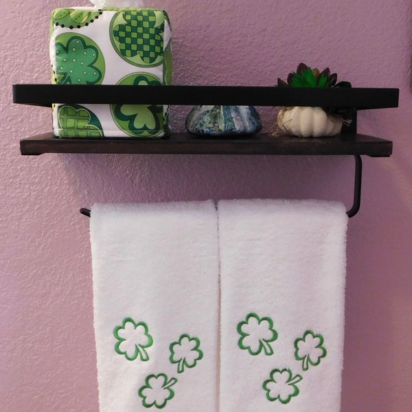 St. Patrick's Bathroom Hand Towels with Clovers.