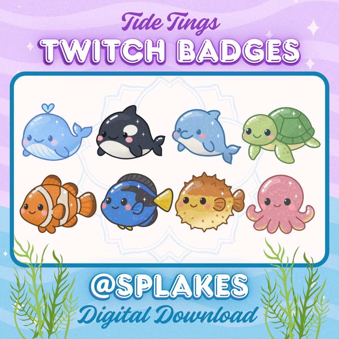 Ocean Emotes 8 Tide Tings Ocean Badges | Shiny Aesthetic | Channel Point Icons ...