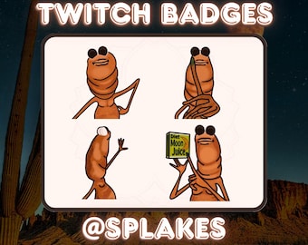 4 insignias de Marcus el Gusano / Iconos de puntos de canal / Emotes de Discord y Twitch / Descarga digital / Jugo de luna dietética / Emote / VRChat