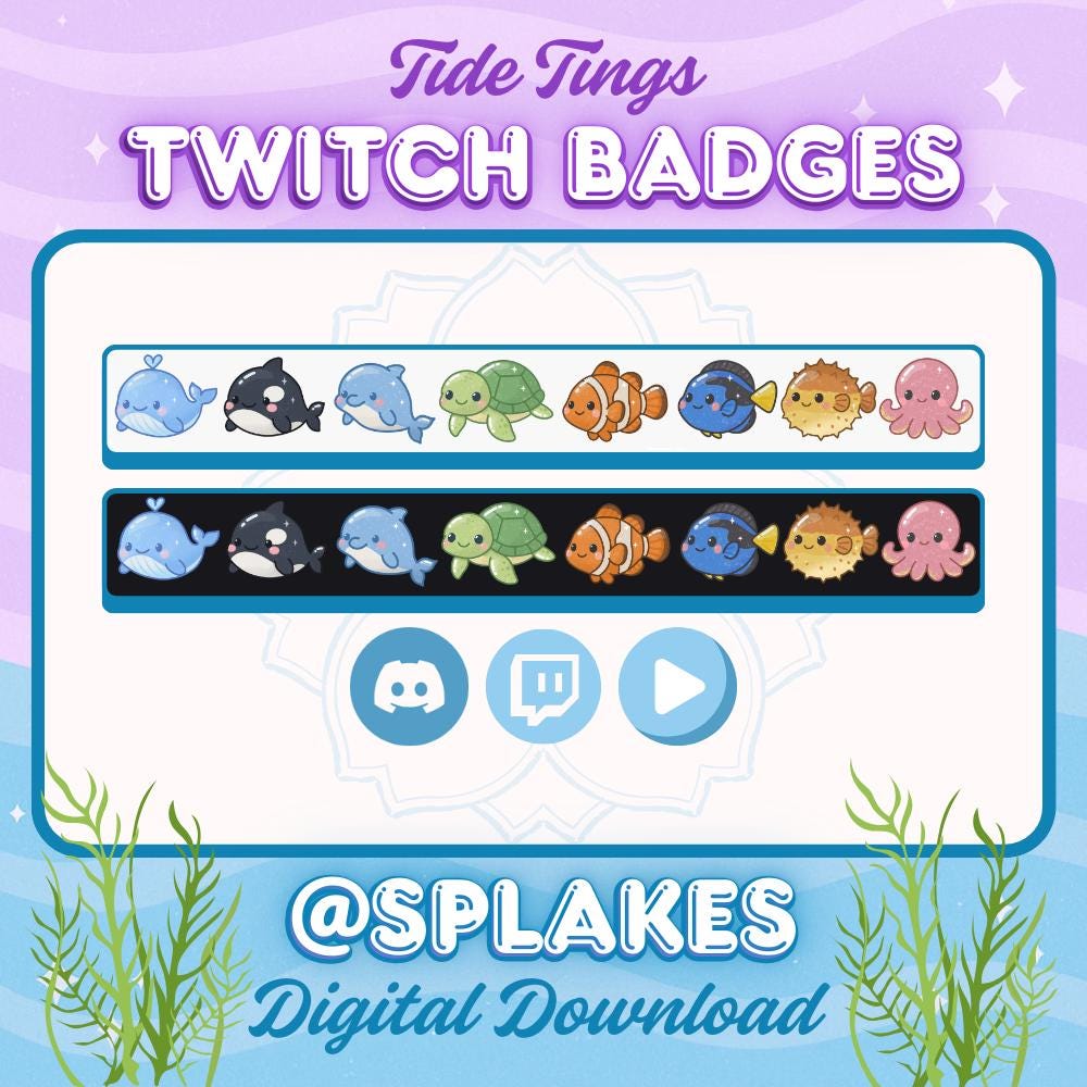 Ocean Emotes 8 Tide Tings Ocean Badges | Shiny Aesthetic | Channel Point Icons ...