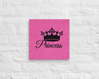 Princess Wall Art CANVAS PRINT | Pink Glitter Perfect for Bedroom | Home Decor