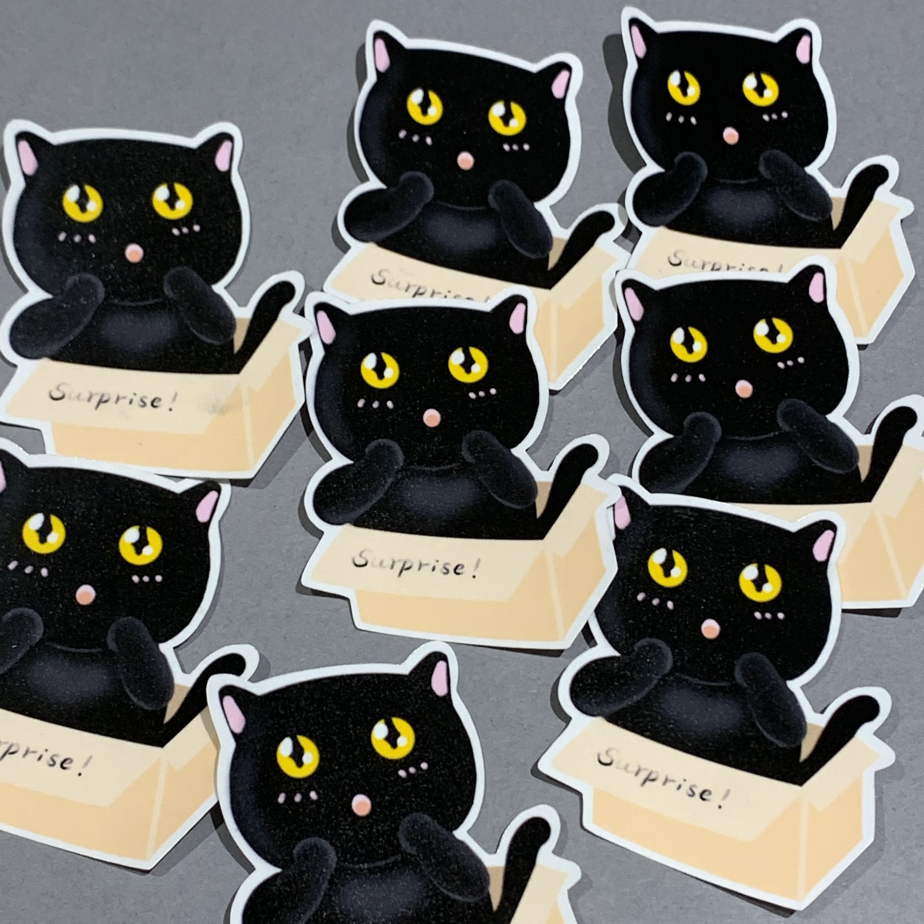 Cute Surprised Black Cat Sticker Etsy