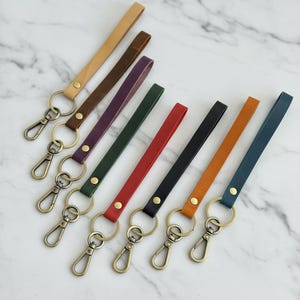 Personalized Leather Wristlet Strap: Engraved Keychain with hardware Hook&Loop