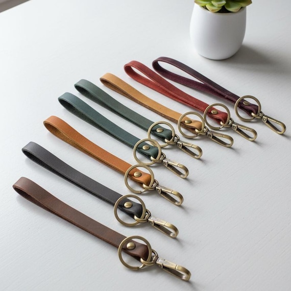 Personalized Leather Wristlet Strap: Personalized Keychain Loop&Hook