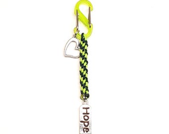 Heart and Hope Green Mental Health Awareness Keychain