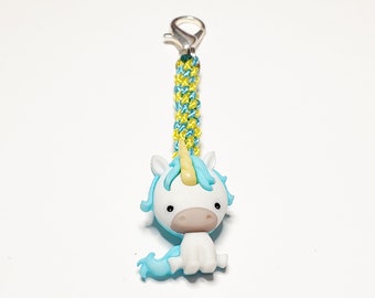 Blue and Yellow Unicorn Zipper Pull