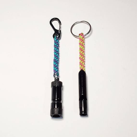 Tiny Black Flashlight and Whistle Keychains Set of 2 Etsy