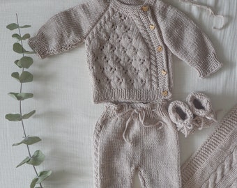 Tricots bébé ensemble de 5, tenue de nouveau-né en tricot, cadeau de shower de bébé, tenue de retour à la maison, tenue de fille nouveau-née, vêtements de bébé en tricot, vêtements de bébé fille