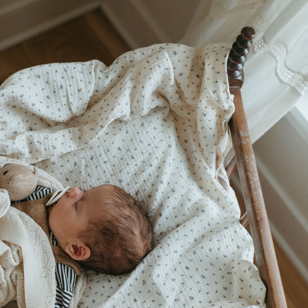 Ropa de cama para niños pequeños de flores silvestres, juego de ropa de cama de cuna floral delicada, juego de ropa de cama para bebés de flores, ropa de cama para niños Cottagecore, funda nórdica para bebés florales