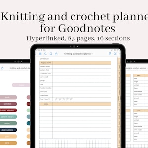 Stick- och virkningsplanerare, Goodnotes-planerare, digital planerare, stick- och virkningsplanerare, iPad-planerare för stickning och virkning
