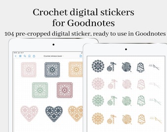 Crochet digital stickers, crochet stickers for Goodnotes, crochet digital planner stickers, ipad stickers, ipad planner for crochet